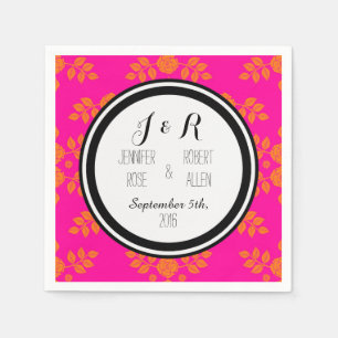 Zwart Roze Sinaasappel Rozen Damask bruiloft serve Servetten