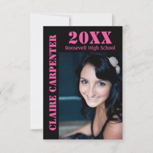 Zwart/Roze Sjabloon Letters - 3x5 Grad Afstudeeraa Kaart