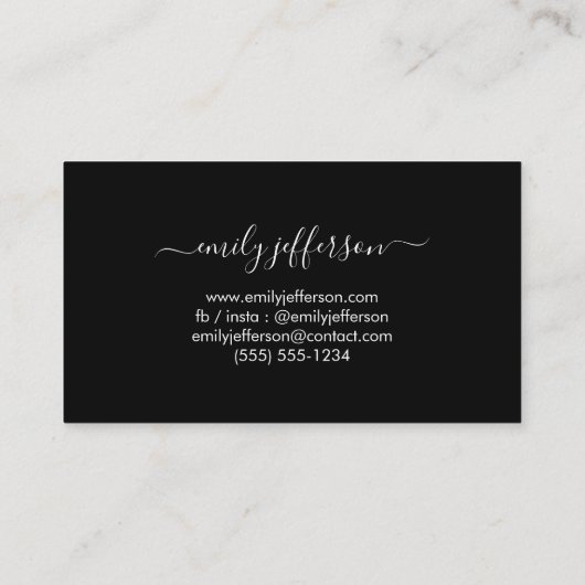 Zwart roze Spletters Manuscript Minimale Aangepast Visitekaartje (Achterkant)