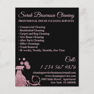 Zwart Roze Spray Janitorial Maid House Cleaning Flyer