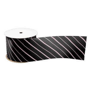 Zwart & Roze Strepen Cadeaupapier Lint