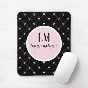 Zwart & Roze Strik Monogram Muismat