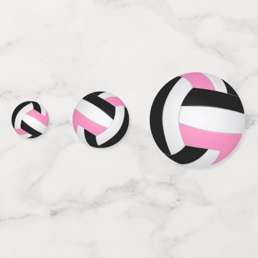 Zwart Roze Team Kleuren Meisjes Volleybal Party Confetti (Achterkanten)