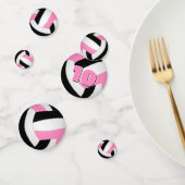 Zwart Roze Team Kleuren Meisjes Volleybal Party Confetti (Groep)
