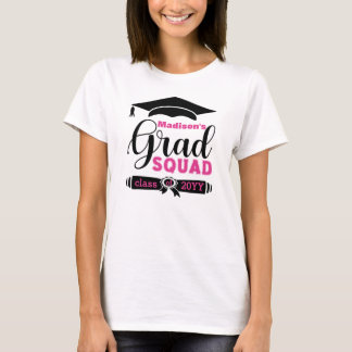 Zwart-roze tekst Aangepaste vrouwen Witte Afstudee T-shirt