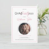 Zwart & Roze Tekst Gradsfeest Uitnodiging Aangepas (Staand voorkant)