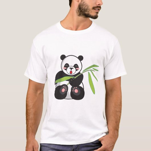 Zwart Roze Wit Schattige Panda T-shirt (Voorkant)