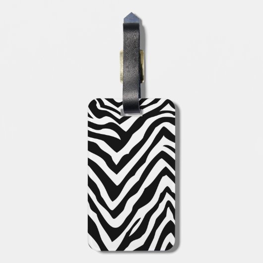 Zwart-roze zebra Afdrukken Aangepast monogram Bagagelabel (Achterkant verticaal)