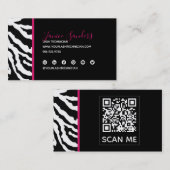 Zwart-roze zebra Afdrukken QR CODE-Visitekaartje Visitekaartje (Voorkant / Achterkant)