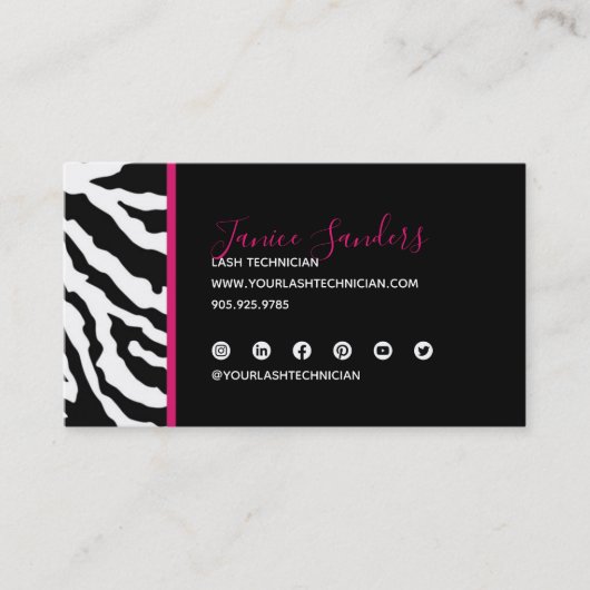 Zwart-roze zebra Afdrukken QR CODE-Visitekaartje Visitekaartje (Voorkant)