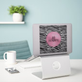 Zwart-roze Zebra afdrukken Sticker (Laptop op bureau)