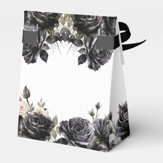 Zwart Rozen Bloemen Gotische Bruiloft Bedankdoosjes (Achterkant)