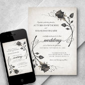 Zwart Rozen Halloween Gotische bruiloft Kaart