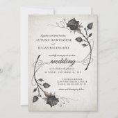 Zwart Rozen Halloween Gotische bruiloft Kaart (Voorkant)