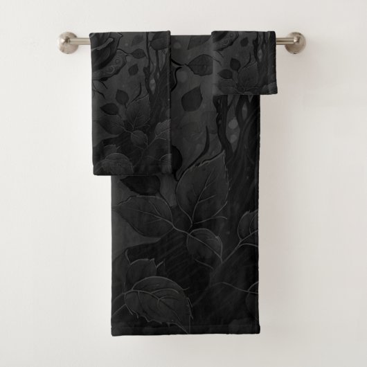 Zwart Rozen Motif 2 Bad Handdoek (Insitu)