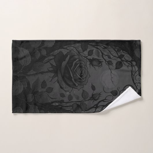 Zwart Rozen Motif 2 Bad Handdoek (Handdoek)