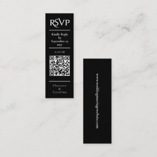 Zwart RSVP QR Code Bruiloft Budget Behuizing Kaart Mini Visitekaartje