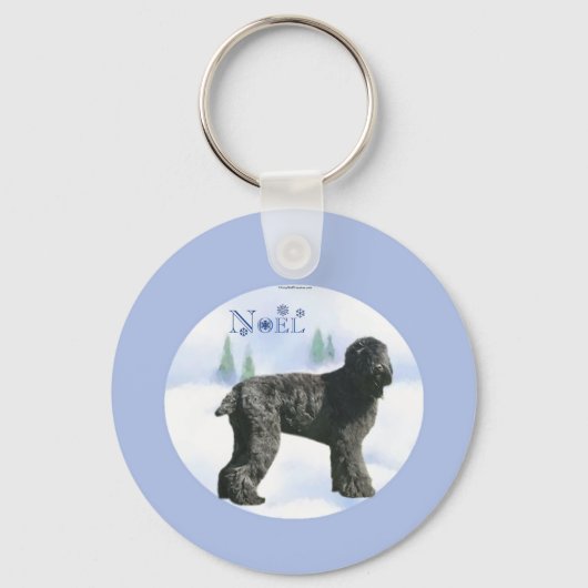 Zwart Russisch Terrier Noel Sleutelhanger (Voorkant)