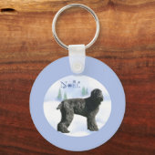 Zwart Russisch Terrier Noel Sleutelhanger (Voorkant)