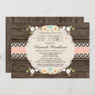 ZWART RUSTIC FLORAL BOHO BABY SPRINKLE INVITATIE KAART