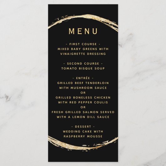 Zwart Rustiek Gouden Cirkel Lijst Ampersand Bruilo Menu (Voorkant)