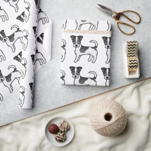 Zwart Ruwe Jas Jack Russell Terrier Hond Patroon Cadeaupapier