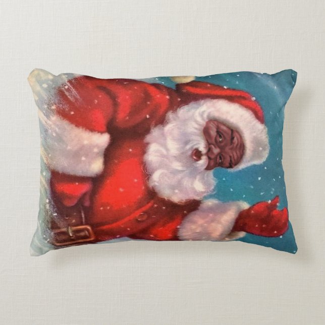 ZWART SANTA CLAUS kerstkussen,  stijl Accent Kussen (Voorkant)