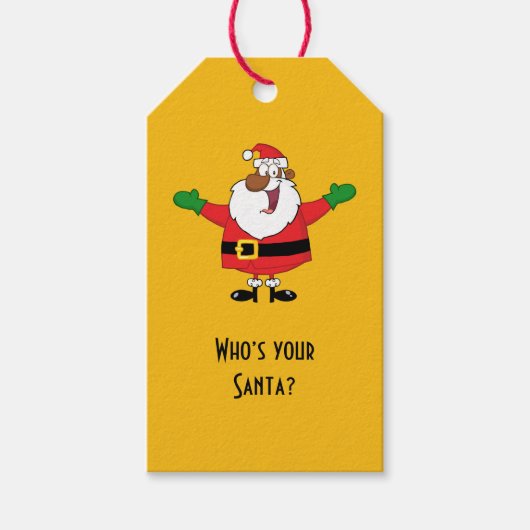 Zwart Santa Hugs Paper Gift Label Cadeaulabel (Voorkant)