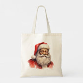 Zwart Santa Merry Christmas Canvas tas (Achterkant)