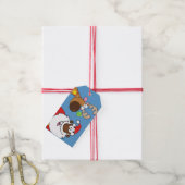 Zwart Santa & Rendier Paper Gift Label Cadeaulabel (Met Touw)