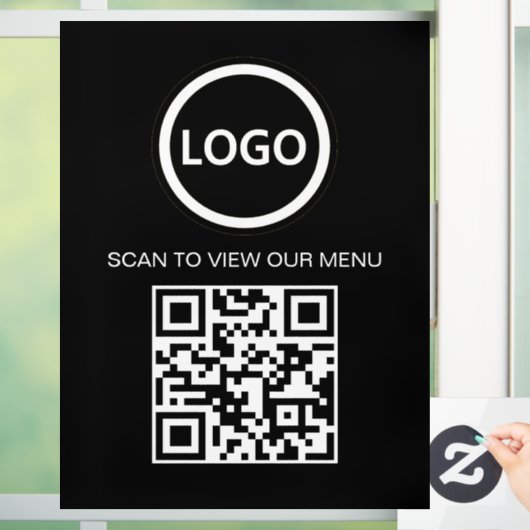 Zwart Scan Me QR Code prijslijst Menu Sign Raamsticker (Huis)