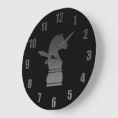 Zwart schaakstuk grote klok (Hoek)