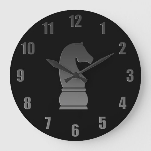 Zwart schaakstuk grote klok (Voorkant)