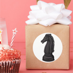  zwart schaakstuk ronde sticker