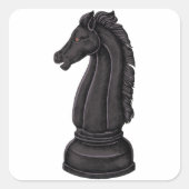  zwart schaakstuk vierkante sticker (Voorkant)