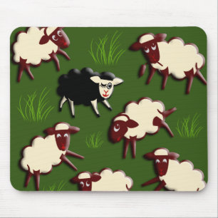 Zwart schaap in de kudde + je rug. muismat
