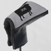 Zwart Schaap Silhouet met Aangepaste Naam Golfheadcover (3/4 voorkant)
