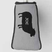 Zwart Schaap Silhouet met Aangepaste Naam Golfheadcover (Draai 90)