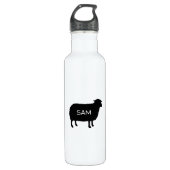 Zwart schaap silhouet met Jouw tekst Waterfles (Voorkant)