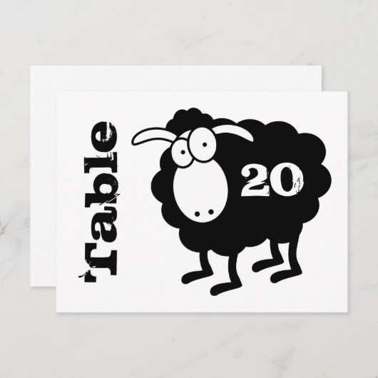 Zwart schapennummer Briefkaart (Voorkant / Achterkant)