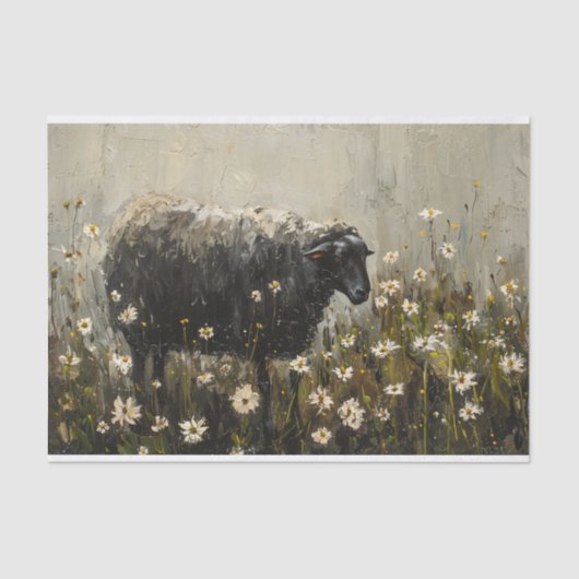 zwart schapenolieverfschilderij Decoupage Tissuepapier (Voorkant)