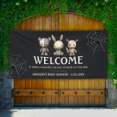 Zwart Schattige Halloween Baby shower Welkom Vinyl Spandoek