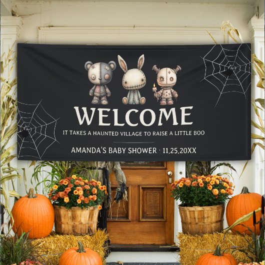 Zwart Schattige Halloween Baby shower Welkom Vinyl Spandoek