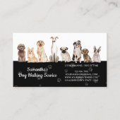 Zwart Schattige Paws Waterverf Honden Visitekaartje (Voorkant)