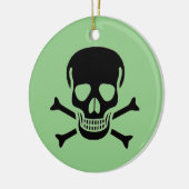 Zwart Schedel groen rond keramisch ornament (Links)