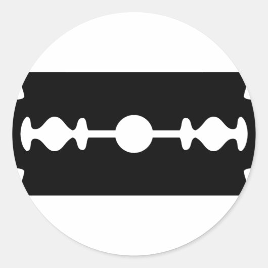 zwart scheermesje ronde sticker (Voorkant)