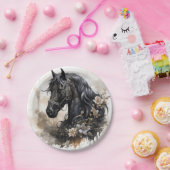 Zwart schoonheid paard portret papieren bordje (Feest)