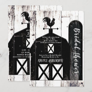 Zwart Schuur Wit Hout Rustiek Land Vrijgezellenfee Kaart