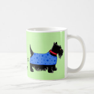 Zwart Scottie Hond Blauwe Jas Naam Personaliseer G Koffiemok