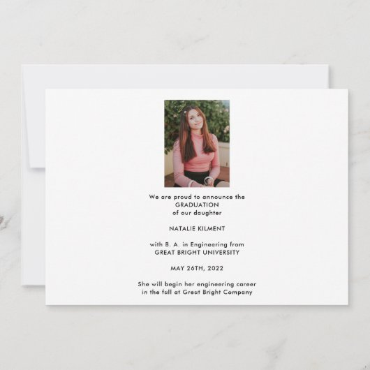 Zwart script Afstuderen 4 Afstuderen voor fotocoll Aankondiging (Achterkant)